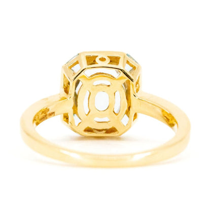 Art Deco Style Aquamarine Diamond Cluster Ring