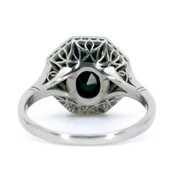 Art Deco Style Black Onyx and Diamond Platinum Ring