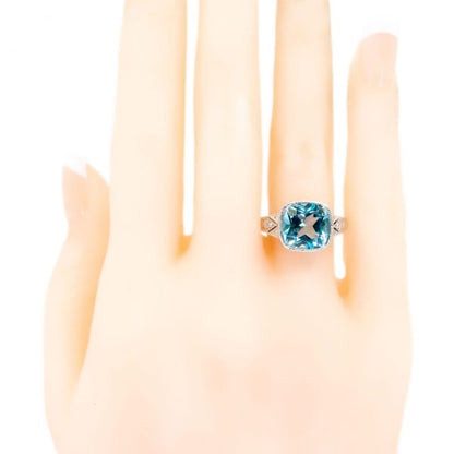 Art Deco Style Blue Topaz Diamond Ring