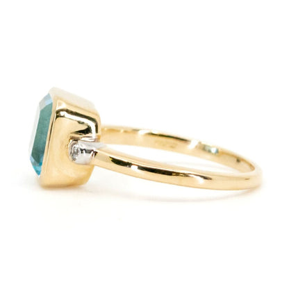 Art Deco Style Blue Topaz and Diamond Ring