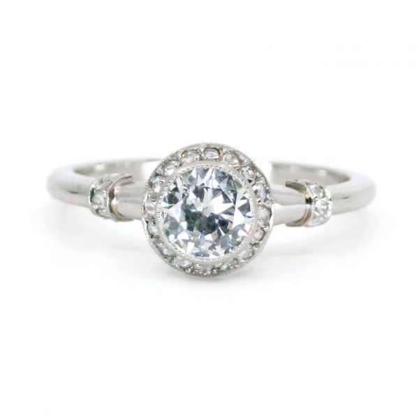 Art Deco Style Diamond Target Cluster Platinum Ring