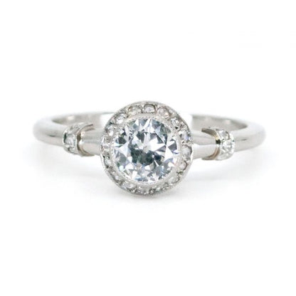 Art Deco Style Diamond Target Cluster Platinum Ring