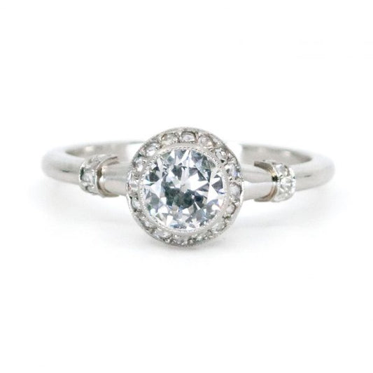 Art Deco Style Diamond Target Cluster Platinum Ring