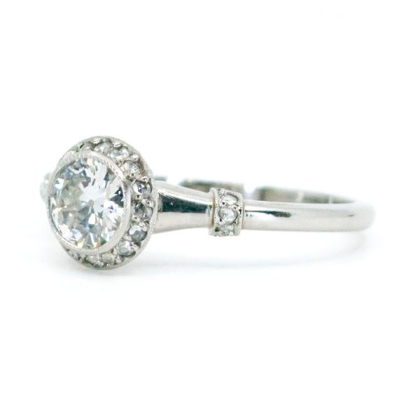 Art Deco Style Diamond Target Cluster Platinum Ring