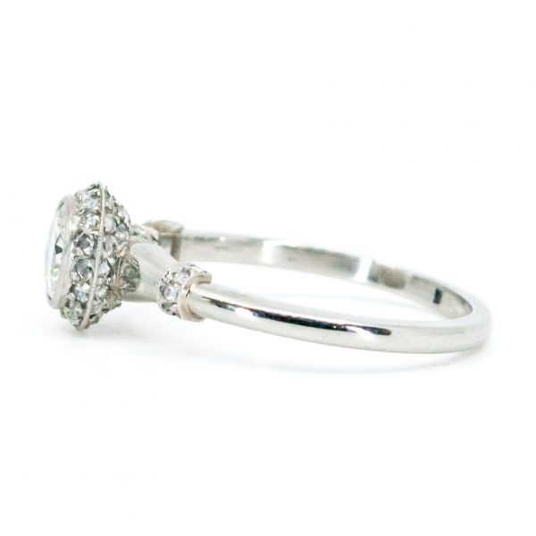 Art Deco Style Diamond Target Cluster Platinum Ring