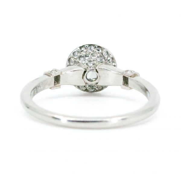 Art Deco Style Diamond Target Cluster Platinum Ring