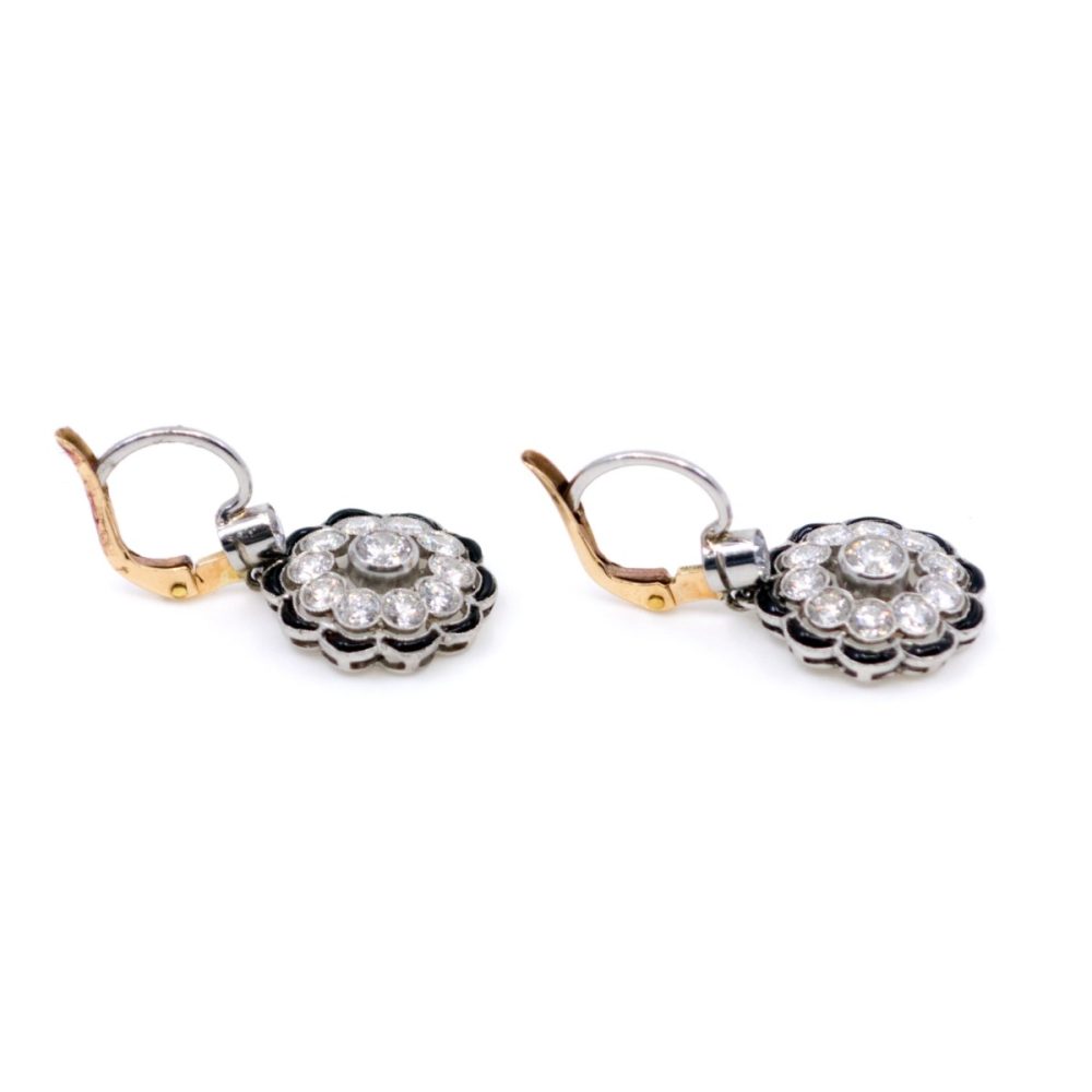 Art Deco Style Diamond and Onyx Earrings