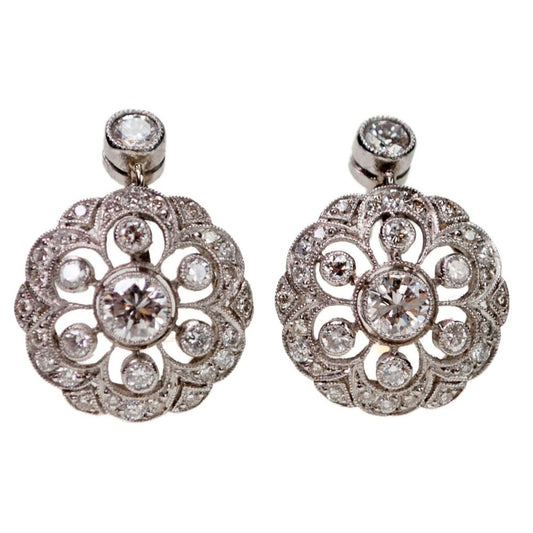 Art Deco Style Diamond and Platinum Earrings