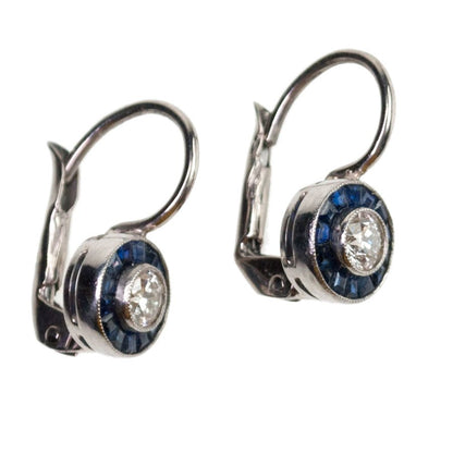 Art Deco Style Diamond and Sapphire Earrings