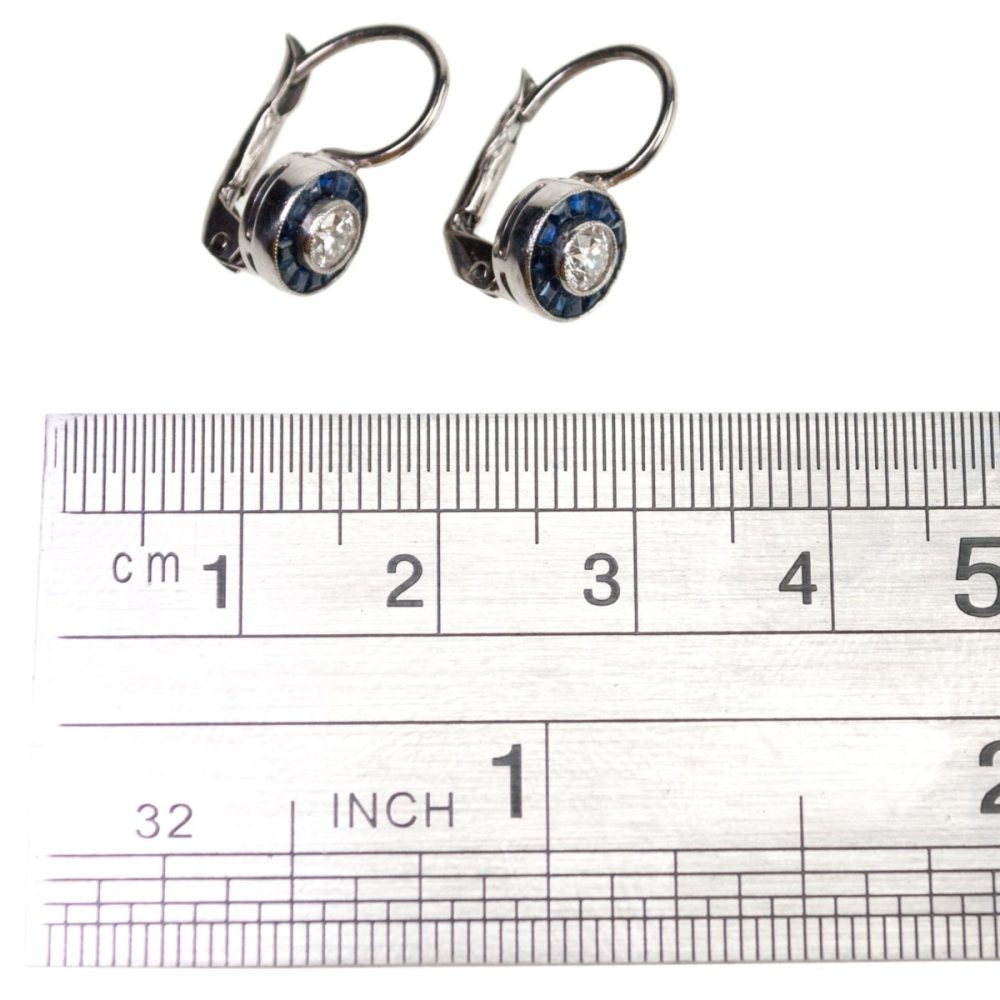 Art Deco Style Diamond and Sapphire Earrings 3