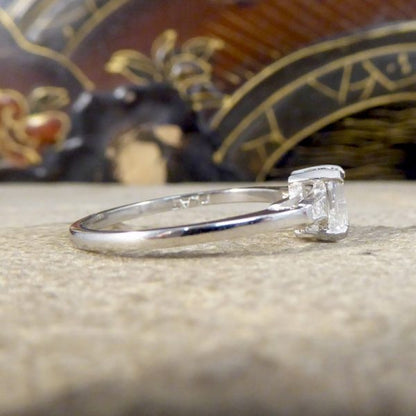 Art Deco Style Emerald Cut Diamond Ring with Baguette Cut Shoulders