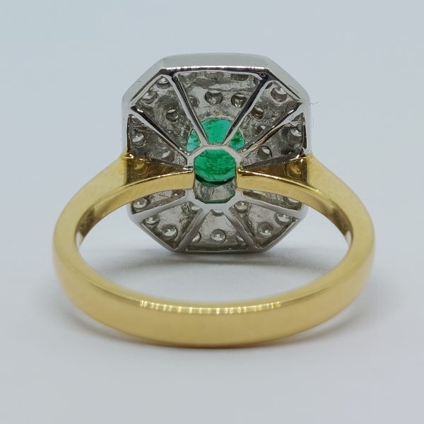 Art Deco Style Emerald and Diamond Cluster Ring