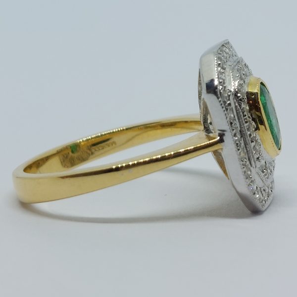 Art Deco Style Emerald and Diamond Cluster Ring