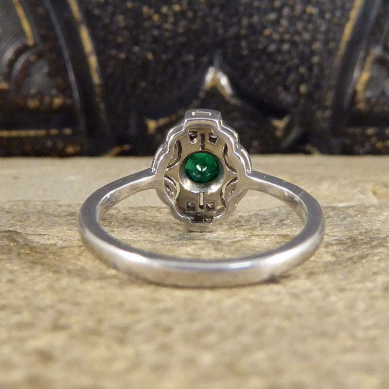 Art Deco Style Emerald and Diamond Plaque Ring
