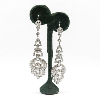 Art Deco Style Geometric Diamond Drop Earrings