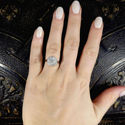 Art Deco Style Hexagonal 1.10ct Diamond Cluster Ring