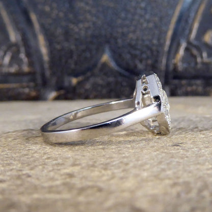 Art Deco Style Hexagonal 1.10ct Diamond Cluster Ring