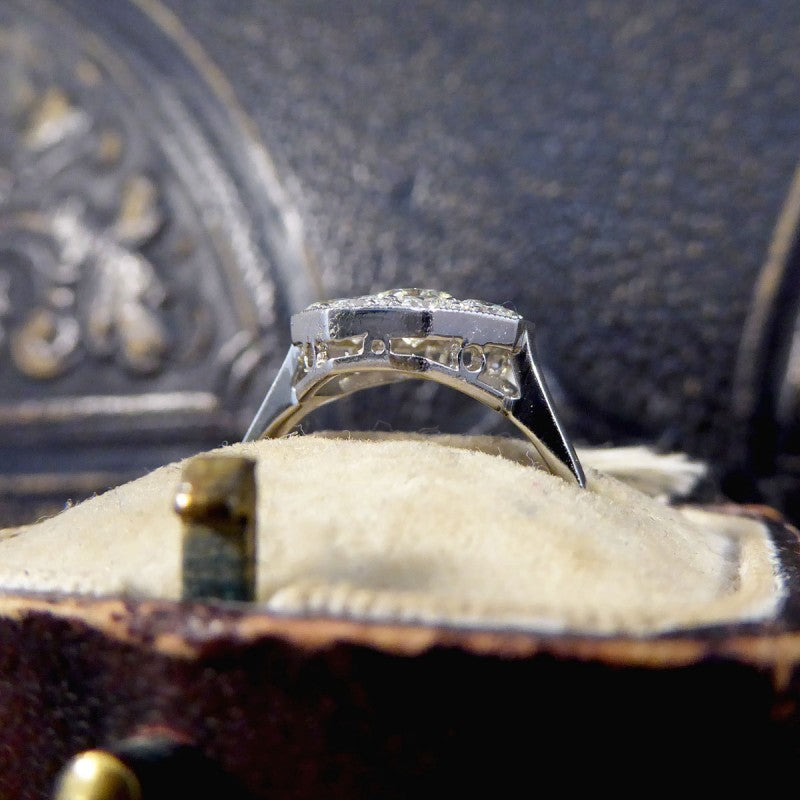 Art Deco Style Hexagonal 1.10ct Diamond Cluster Ring