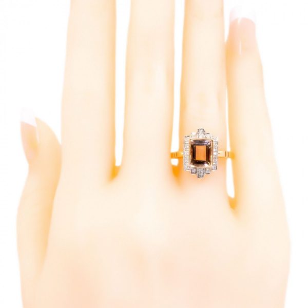 Art Deco Style Morganite and Diamond Ring