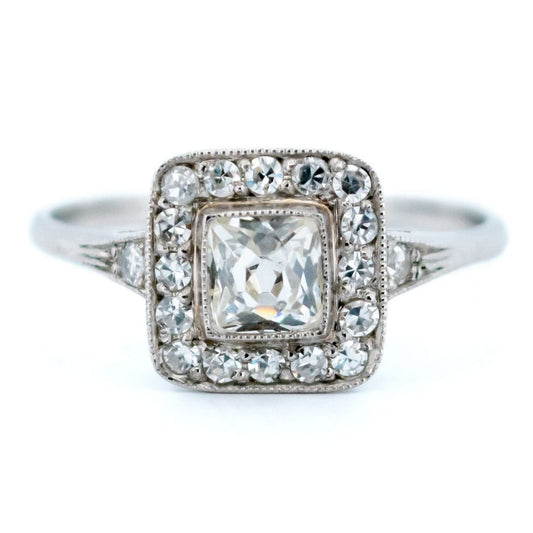 Art Deco Style Peruzzi Cut Diamond Cluster Ring