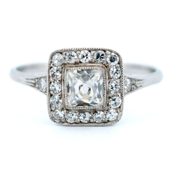 Art Deco Style Peruzzi Cut Diamond Cluster Ring