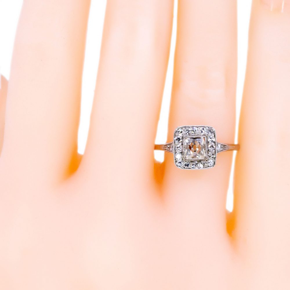 Art Deco Style Peruzzi Cut Diamond Cluster Ring