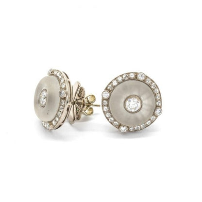 Art Deco Style Rock Crystal & Diamond Earrings