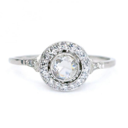 Art Deco Style Rose Cut Diamond Target Cluster Ring