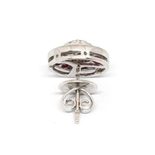 Art Deco Style Ruby and Diamond Cluster Earrings