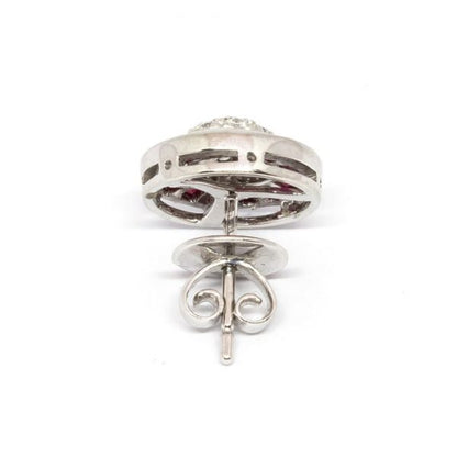 Art Deco Style Ruby and Diamond Cluster Earrings