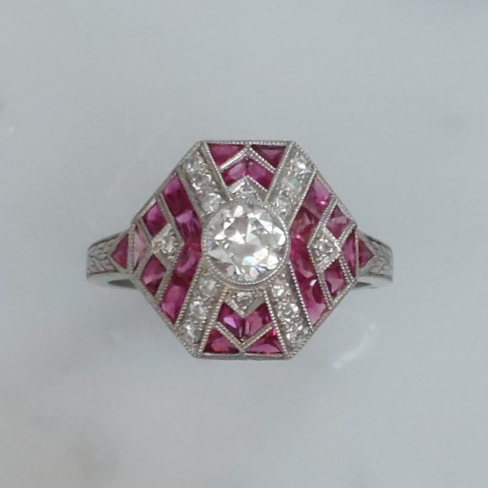 Art Deco Style Ruby and Diamond Ring