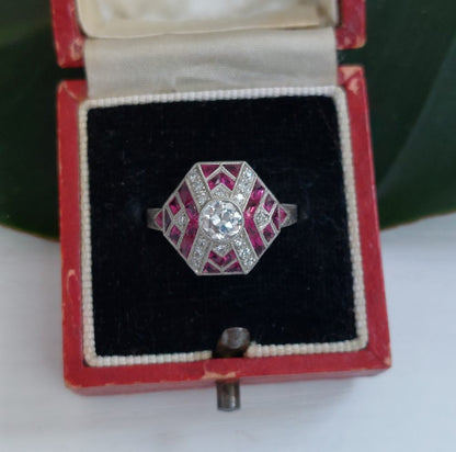 Art Deco Style Ruby and Diamond Ring