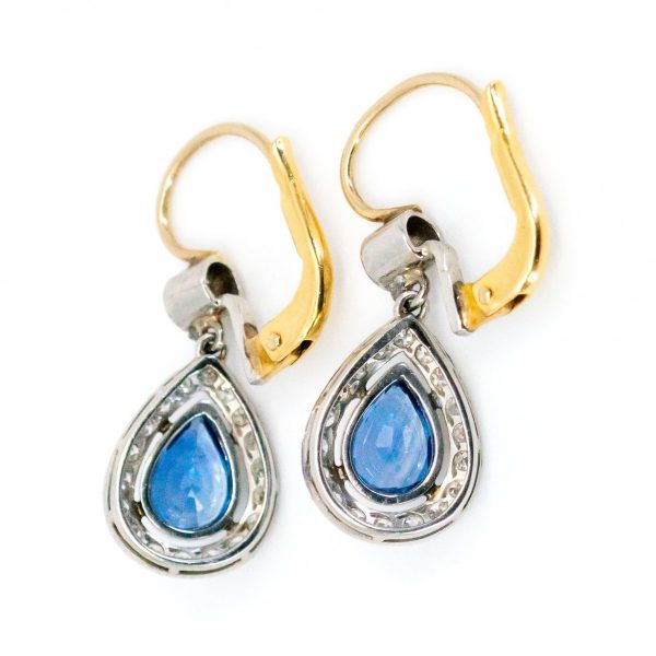 Art Deco Style Sapphire Diamond Drop Earrings