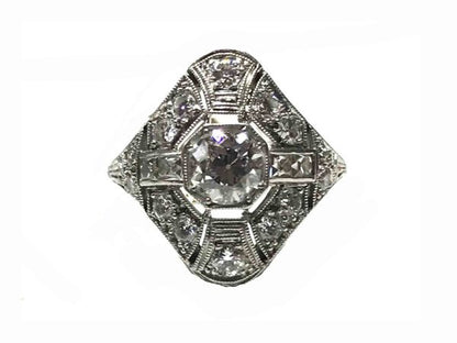 French Art Deco Diamond Dress Plaque Ring, Circa 1925