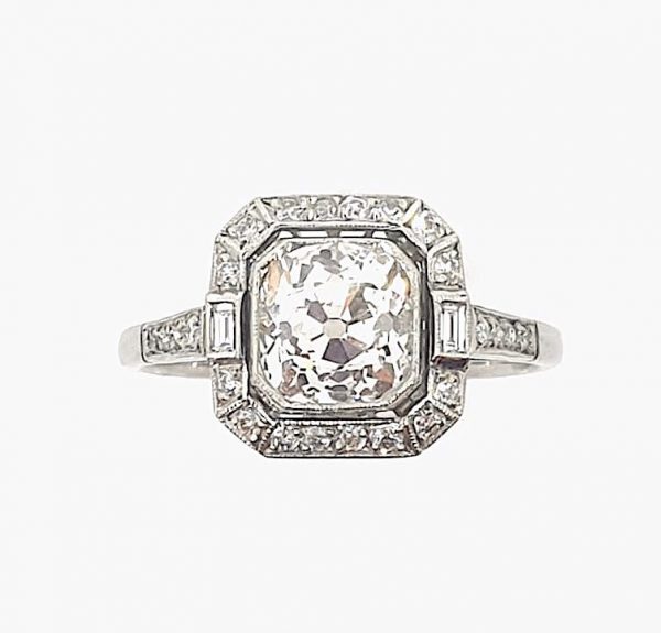 Art Deco engagement ring over 1 carat platinum