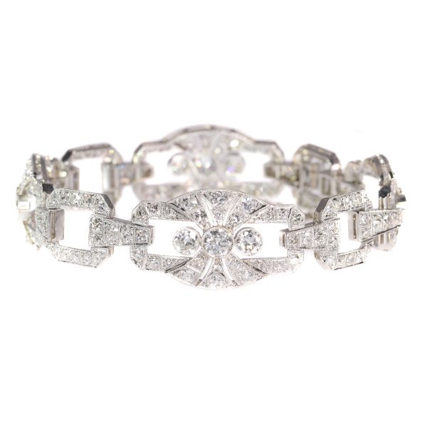 Art Deco platinum diamond bracelet 9 60 crt total diamond weight-en