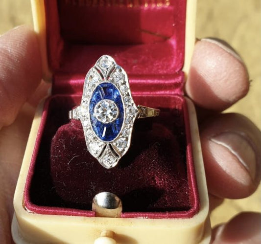 Art Deco sapphire and diamond ring