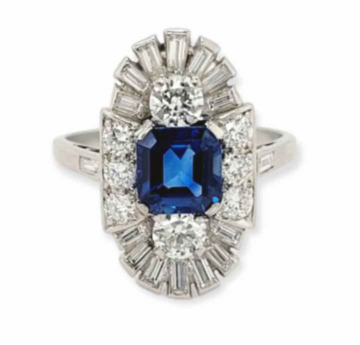 Art Deco sapphire and diamond ring