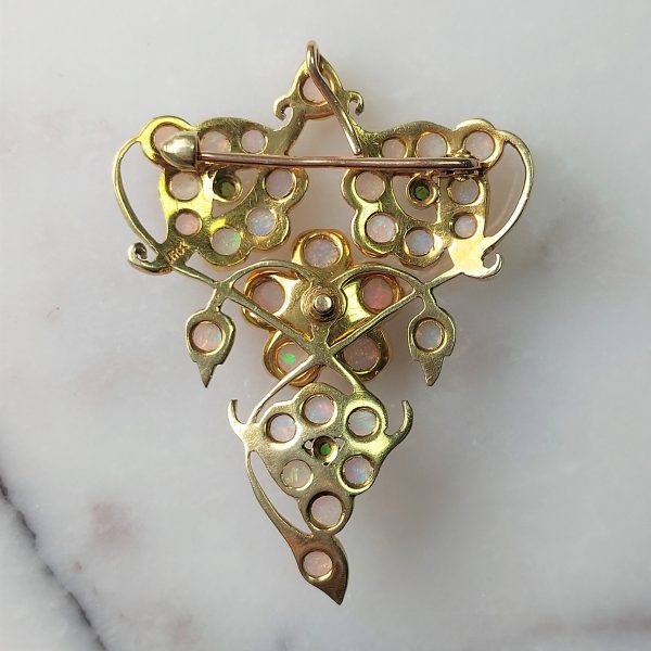 Art Nouveau Opal And Demantoid Garnet Pendant-Brooch