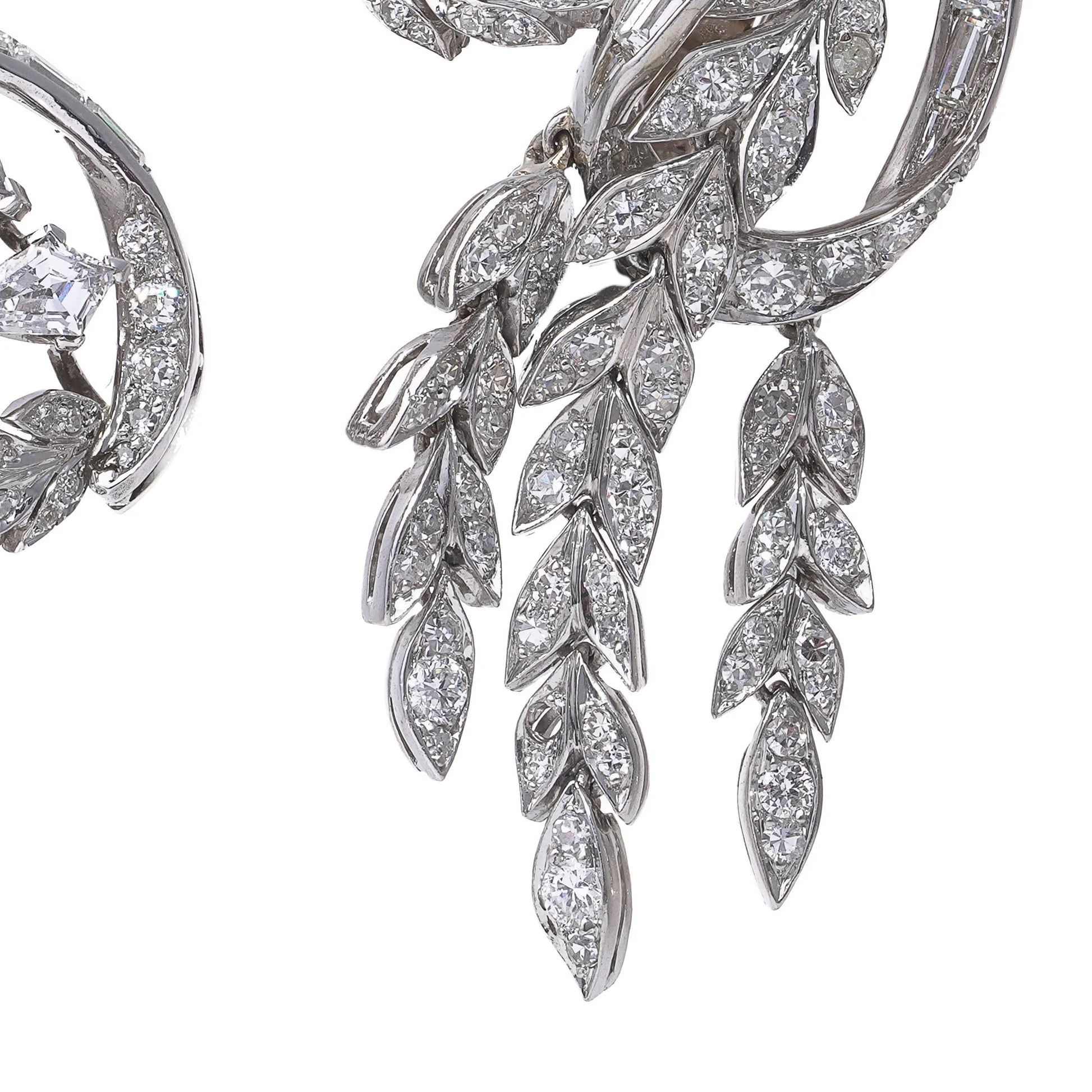 Art Deco Diamond Clip Spray Drop Earrings, Circa 1930s
