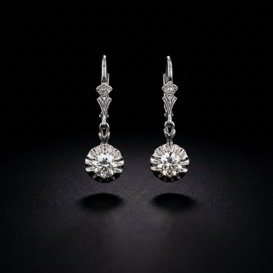 Art Deco Diamond Drop Earrings circa 1925. 1.20cts 