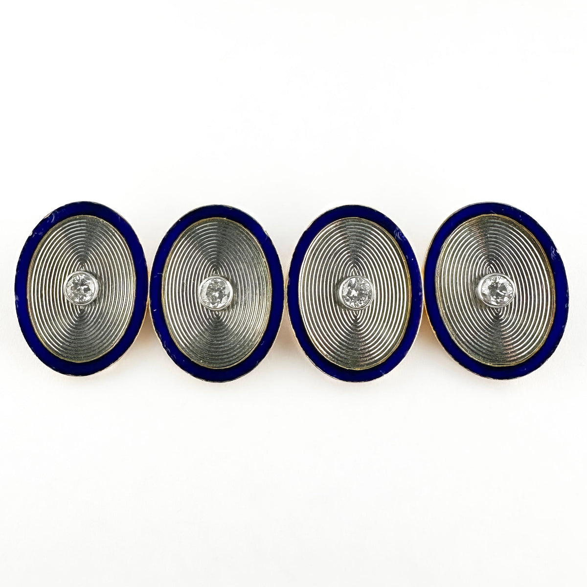 Art Deco Cartier Diamond And Blue Enamel Cufflinks