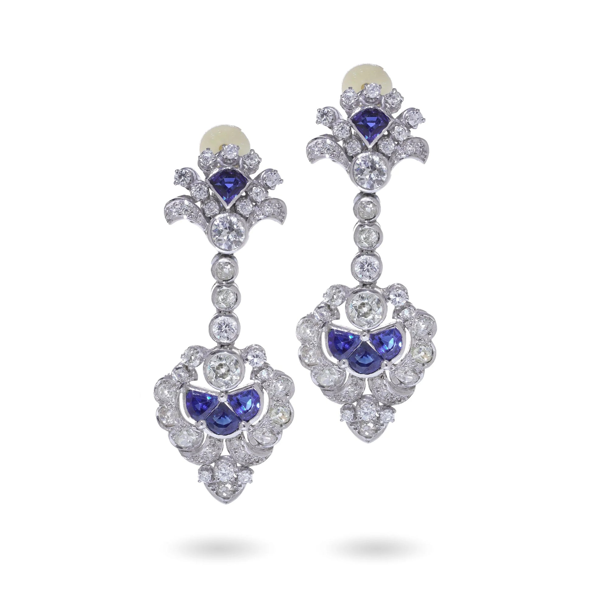 Art Deco Sapphire & Diamond Day and Night Clip-On Earrings
