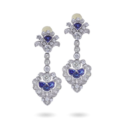 Art Deco Sapphire & Diamond Day and Night Clip-On Earrings