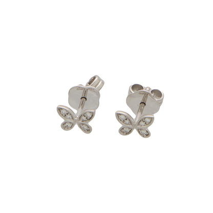 Diamond butterfly earrings in white gold.