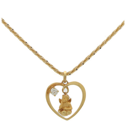 Vintage Carrera y Carrera Diamond Cherub And Heart Pendant In Gold