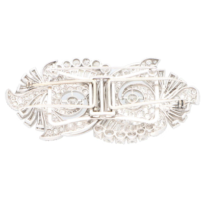 Vintage Art Deco 1920s Diamond Double Clip Brooch in Platinum, 11 carats