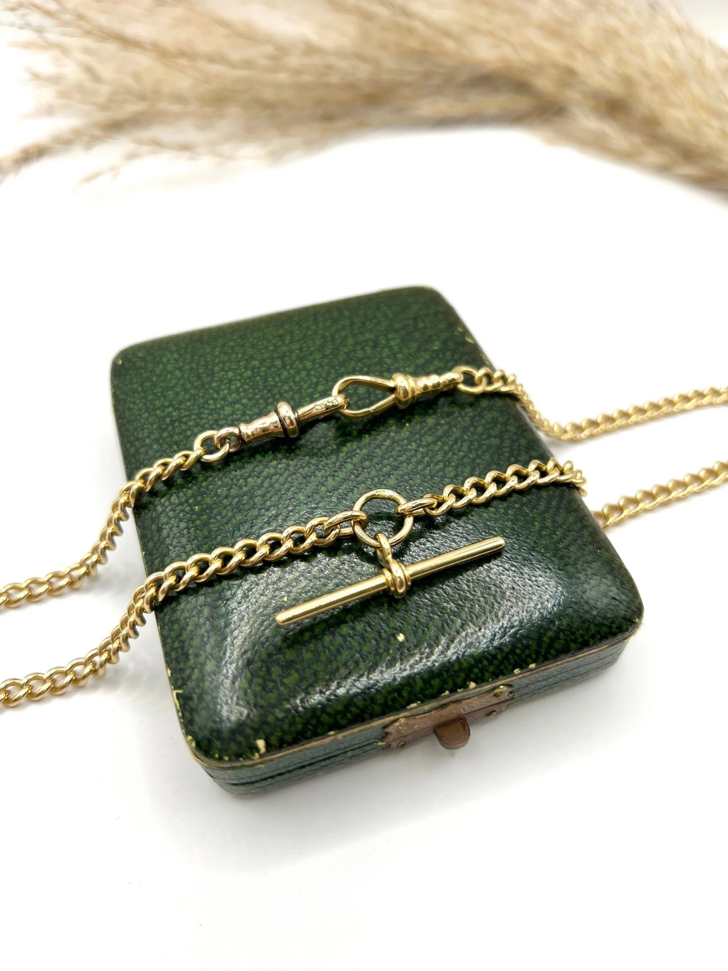 Antique 18 Carat Yellow Gold Albert Chain Necklace: Edwardian Curb Link