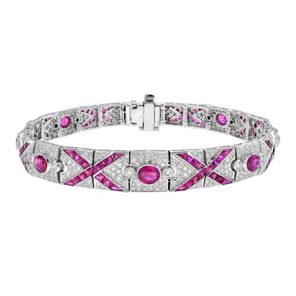 Art Deco Style 9.36ct Ruby and Diamond Bracelet