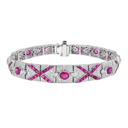 Art Deco Style 9.36ct Ruby and Diamond Bracelet
